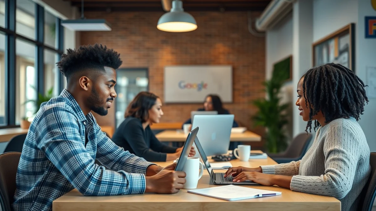 Person learning artificial intelligence skills on a laptop in a modern workspace