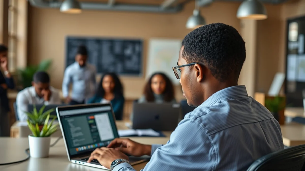 Person learning start a career in sales and customer service in south africa in a modern educational setting