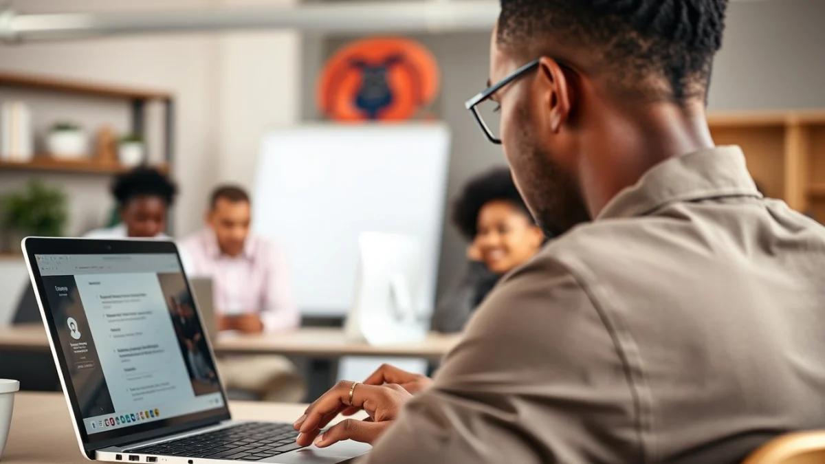 Person learning start a career in social media marketing in south africa in a modern educational setting
