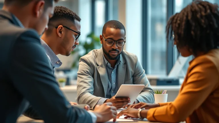 Person learning business skills in a clean modern workspace