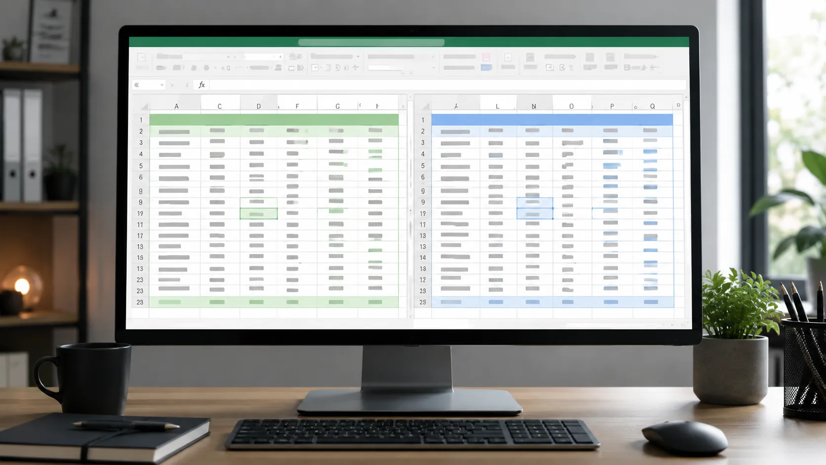 Desktop monitor displaying an Excel worksheet in a professional office, representing a beginner guide to using the IF function in Excel.