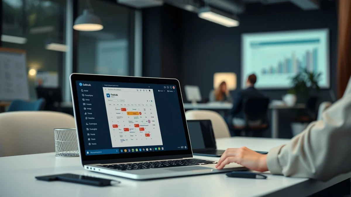 Person learning use the outlook calendar for meetings and appointments in a modern educational setting