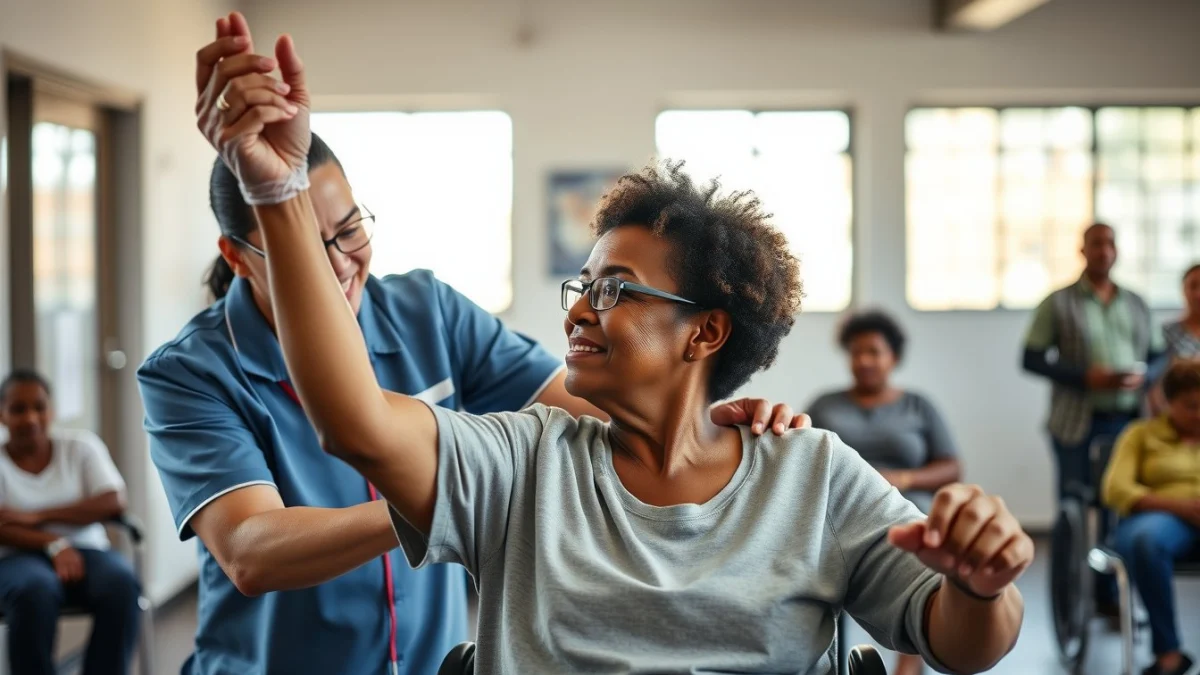 Learner studying caregiving skills in a professional training environment