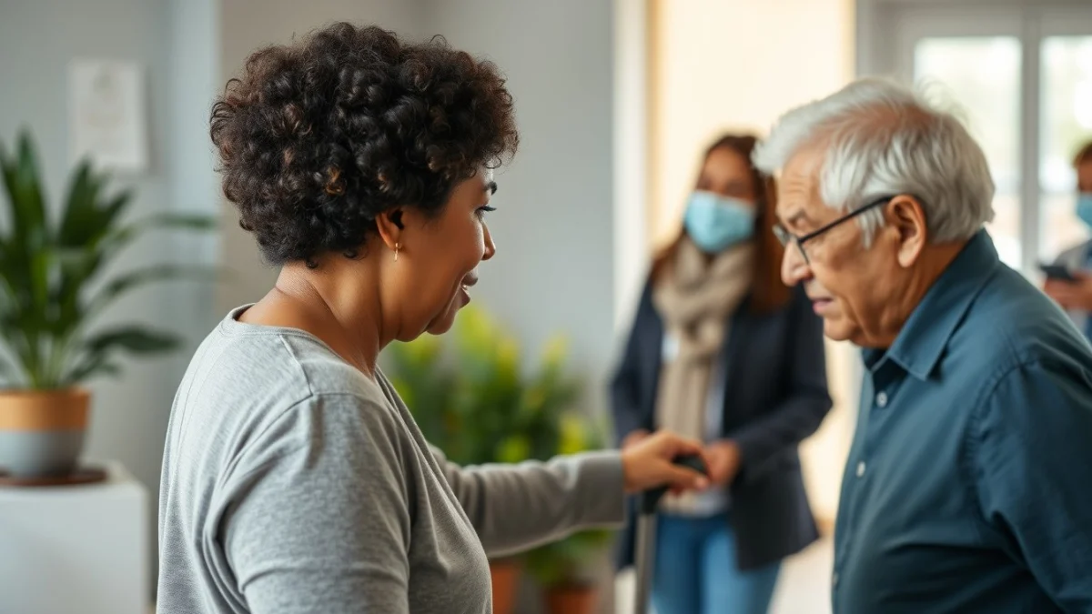 Learner studying caregiving skills in a professional training environment