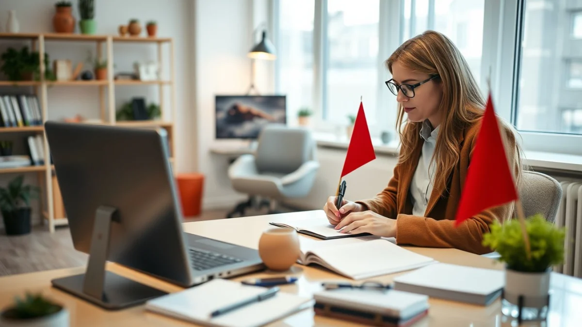 Person learning identifying red flags and opportunities in a modern educational setting