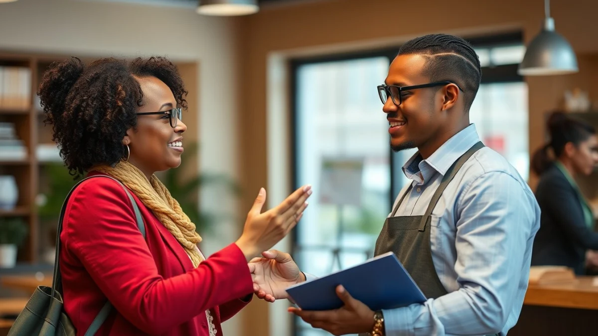 Person learning importance of customer service in guest relations in a modern educational setting