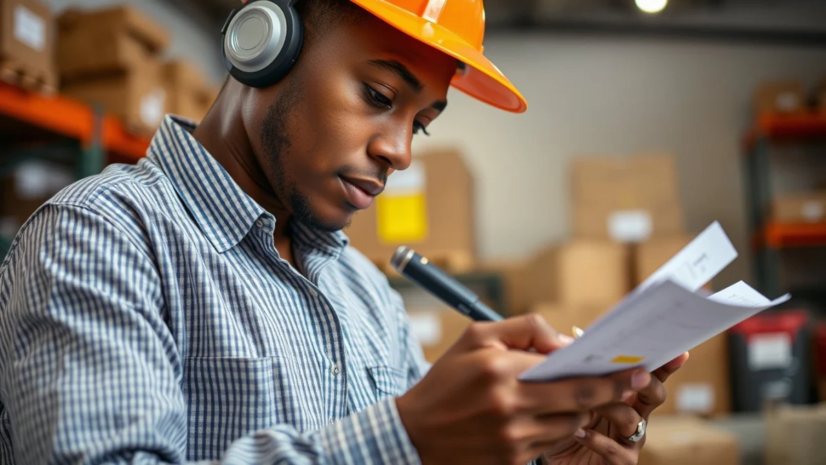 Person learning important logistics documents explained in a modern educational setting