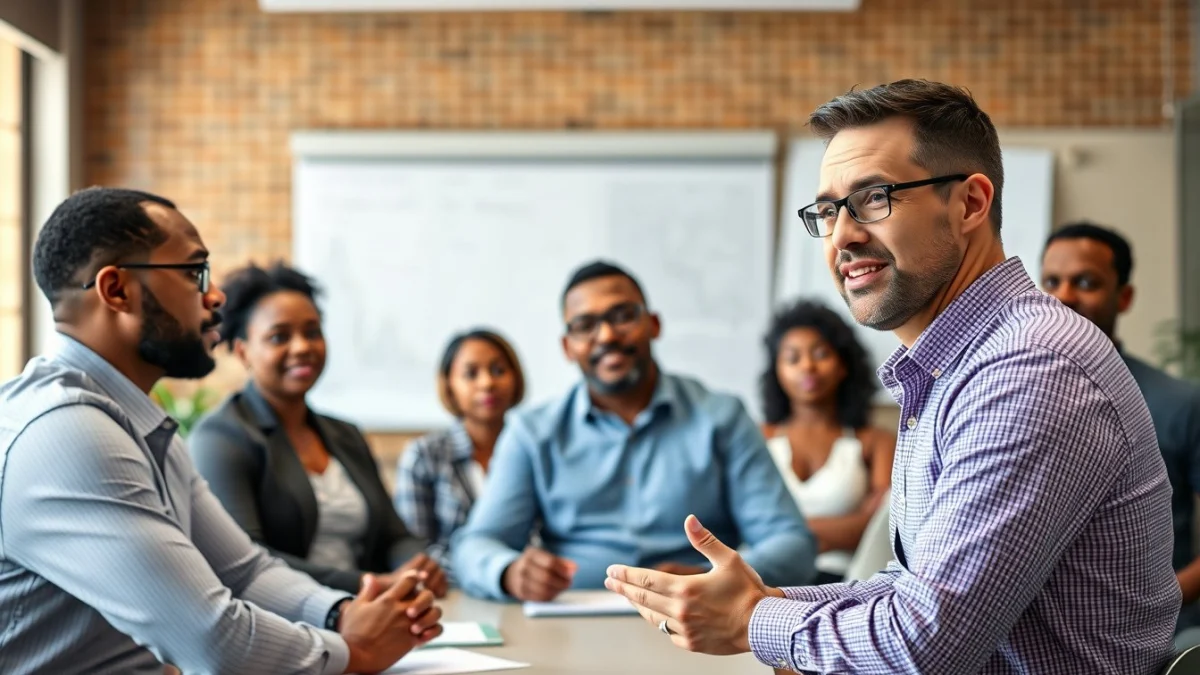 Person learning business skills in a clean modern workspace