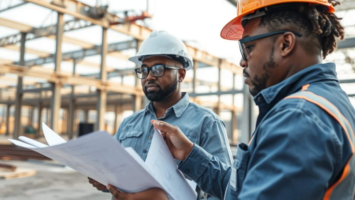 Person learning inspection of structural steel and welding in a modern educational setting
