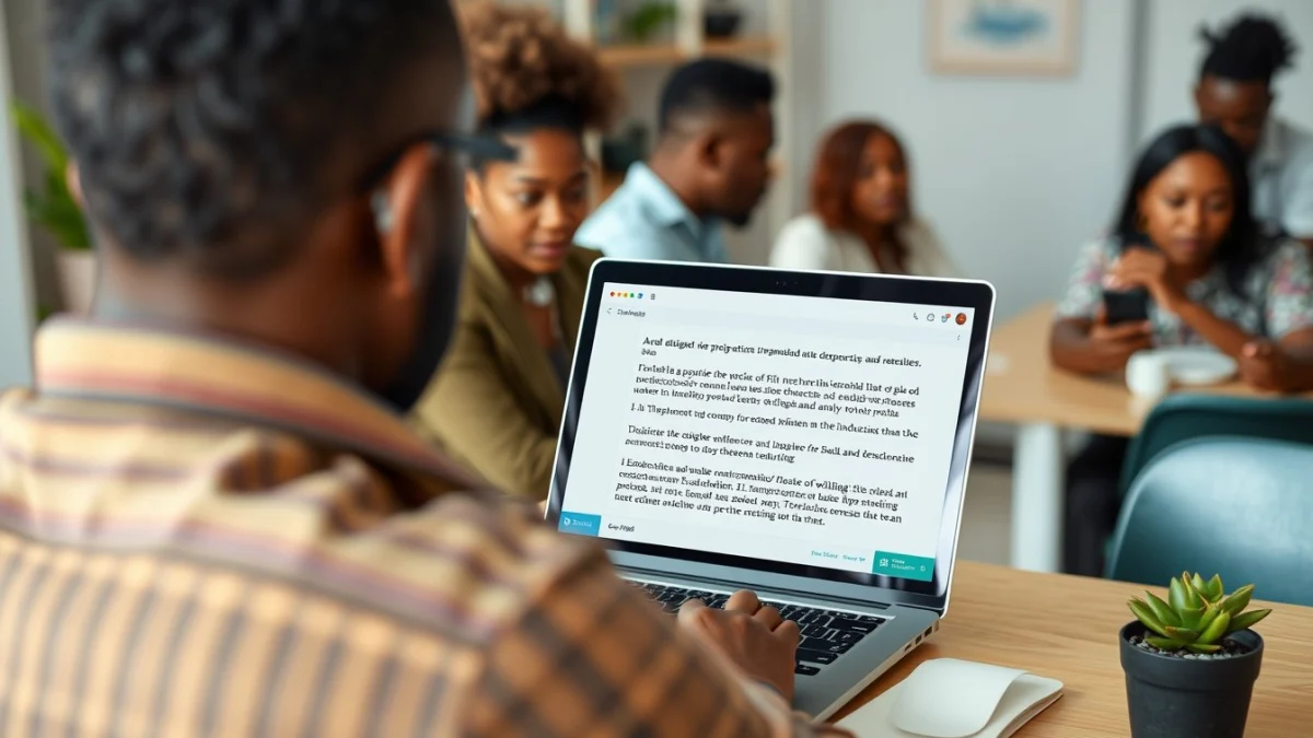 Person learning artificial intelligence skills on a laptop in a modern workspace