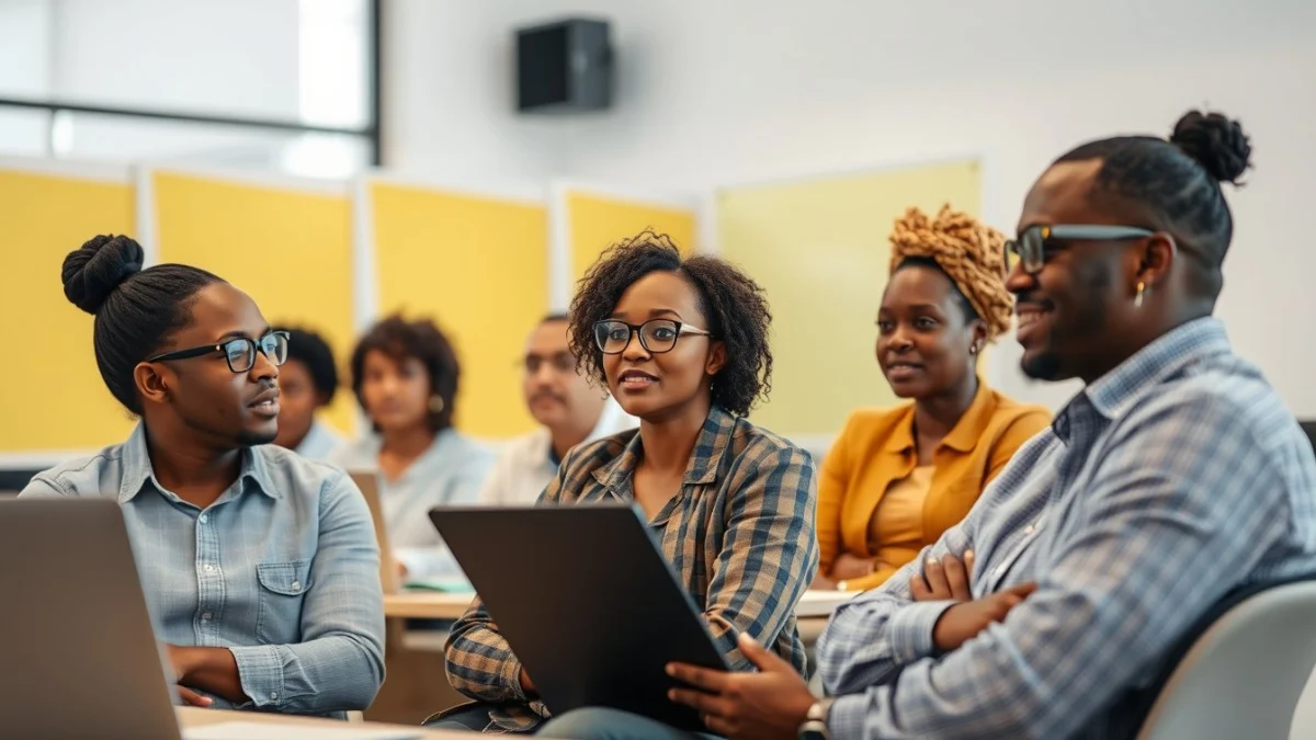 Person learning introduction to construction costing in a modern educational setting