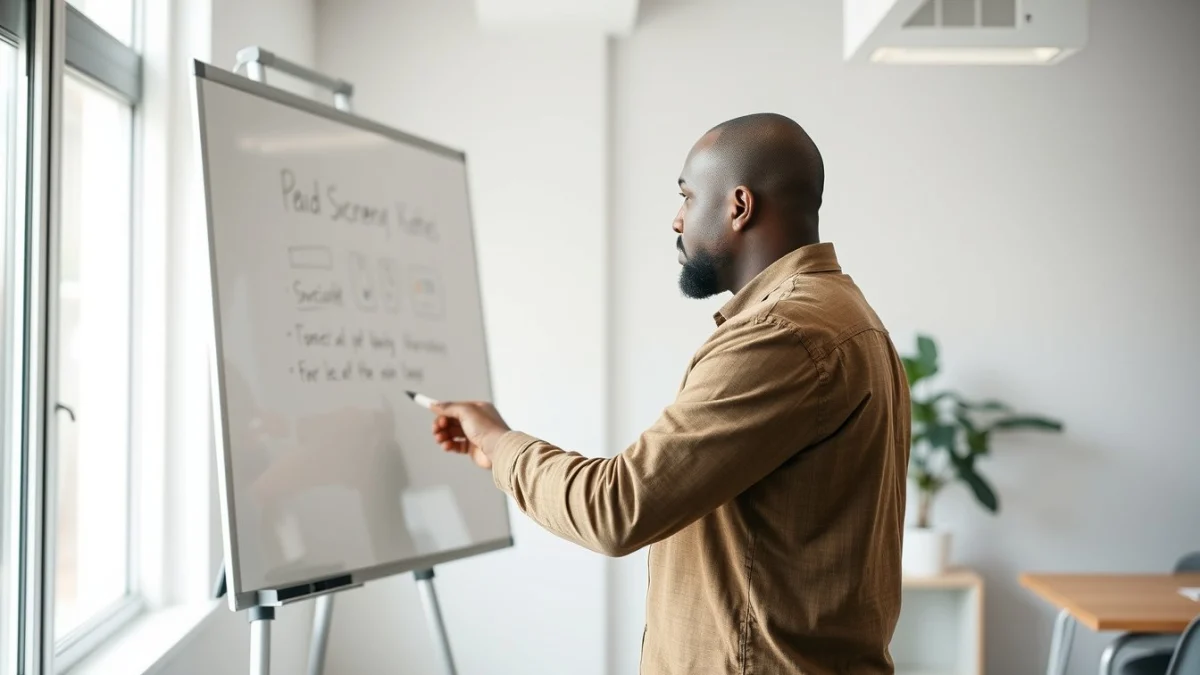 Person learning introduction to paid social media ads in a modern educational setting