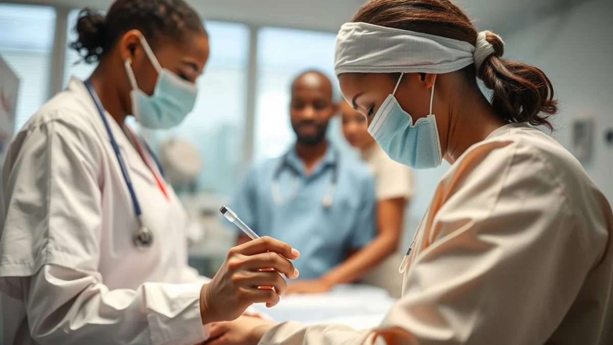 Learner studying caregiving skills in a professional training environment