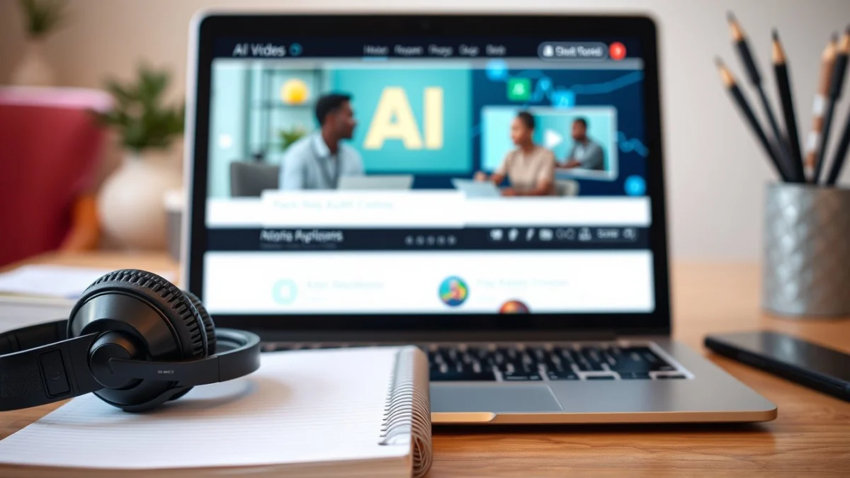 Person learning artificial intelligence skills on a laptop in a modern workspace