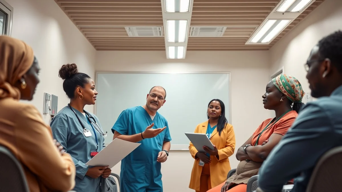 Learner studying caregiving skills in a professional training environment