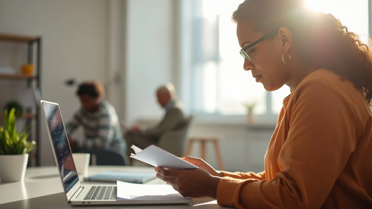 Person learning artificial intelligence skills on a laptop in a modern workspace