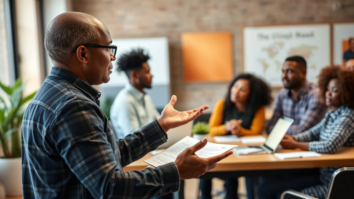 Person learning keyword research focused on south african market in a modern educational setting