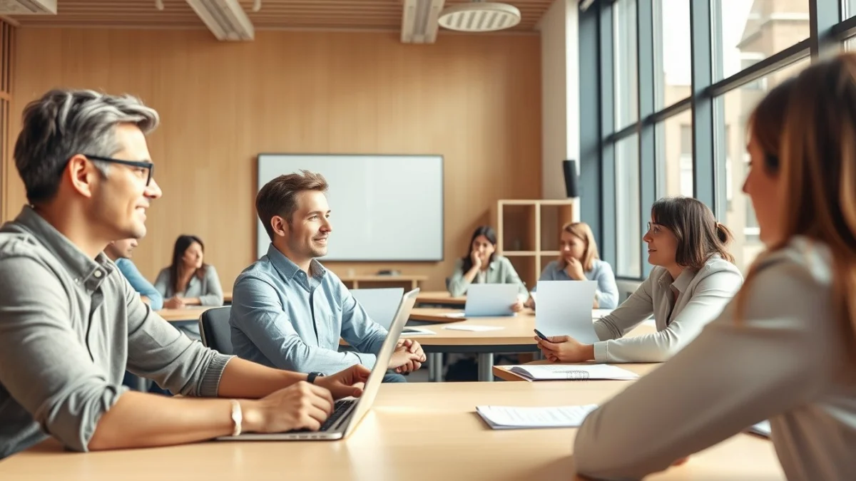 Person learning making the job offer in a modern educational setting