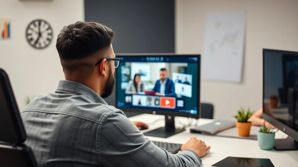 Person learning business skills in a clean modern workspace