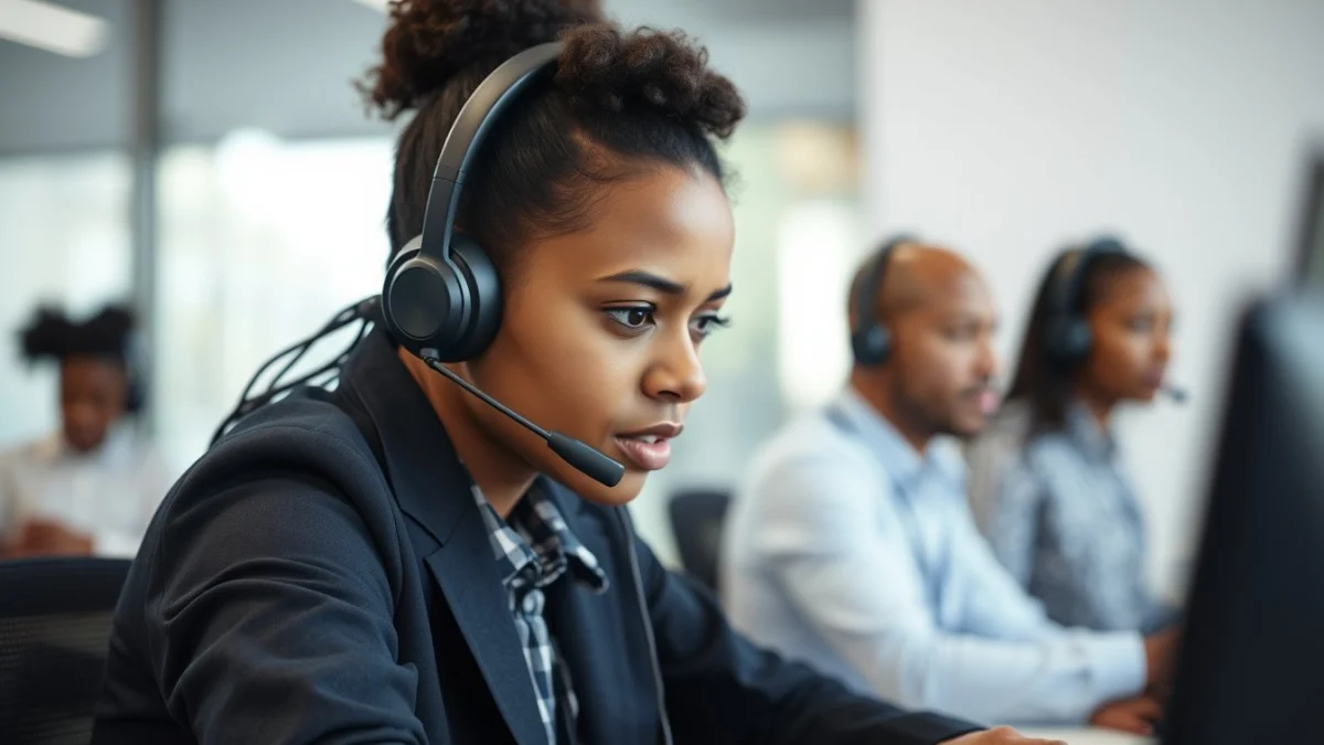 Person learning managing difficult or upset customers professionally in a modern educational setting