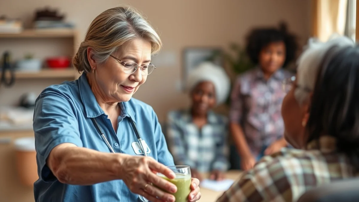 Learner studying caregiving skills in a professional training environment
