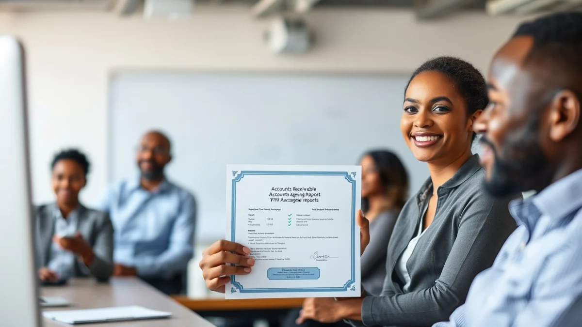 Person learning monitoring accounts receivable ageing reports in a modern educational setting