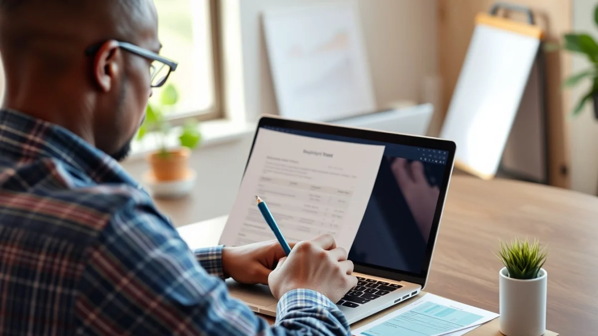 Person learning artificial intelligence skills on a laptop in a modern workspace
