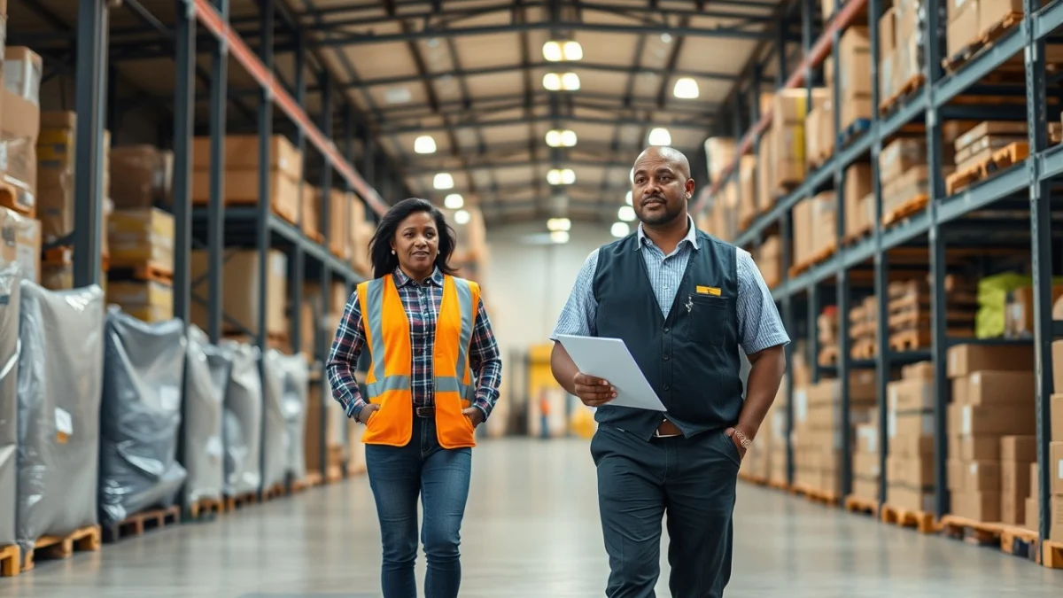 Person learning motivating and managing warehouse staff in a modern educational setting