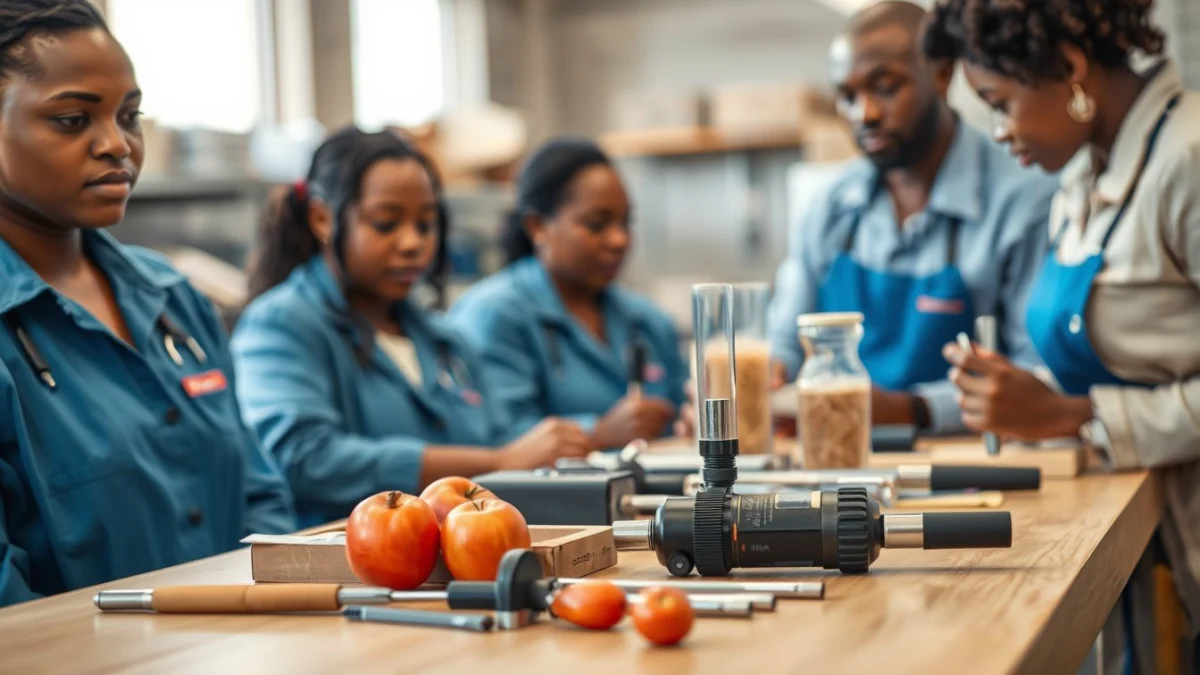 Learner studying workplace safety skills in a clean training environment