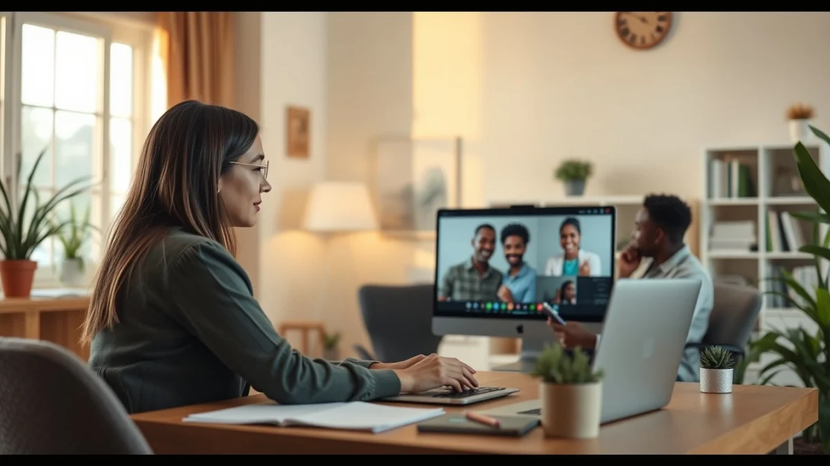 Person learning networking and building client relationships in a modern educational setting