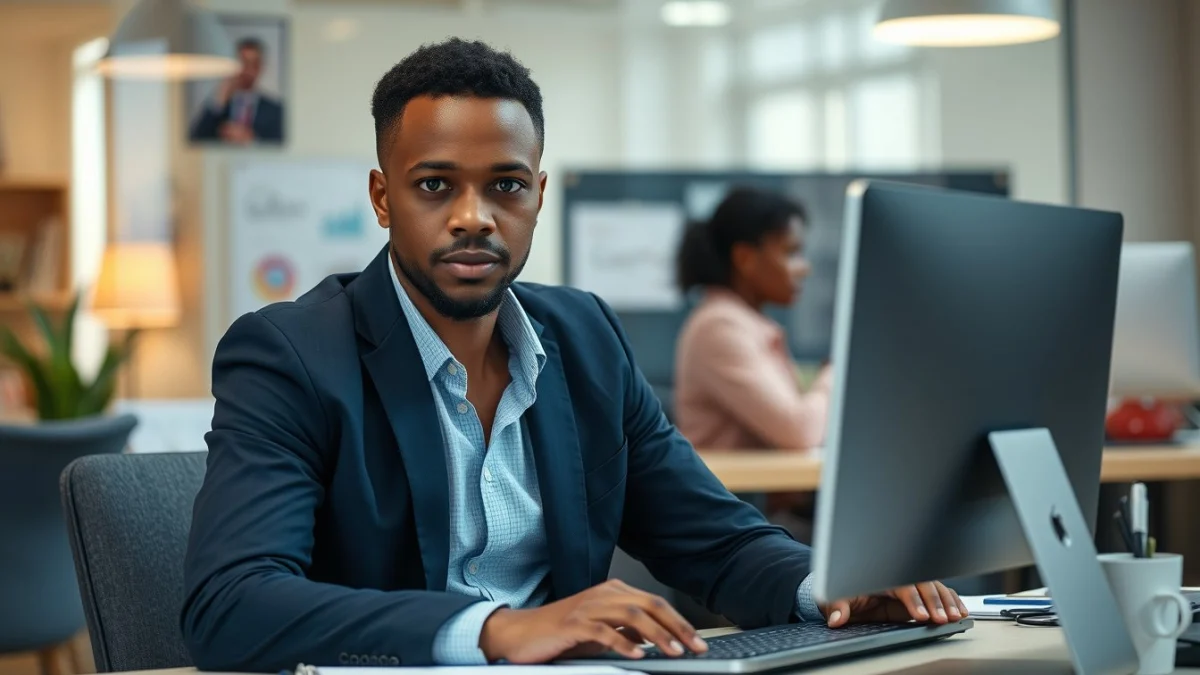 Person learning networking and professional growth in a modern educational setting