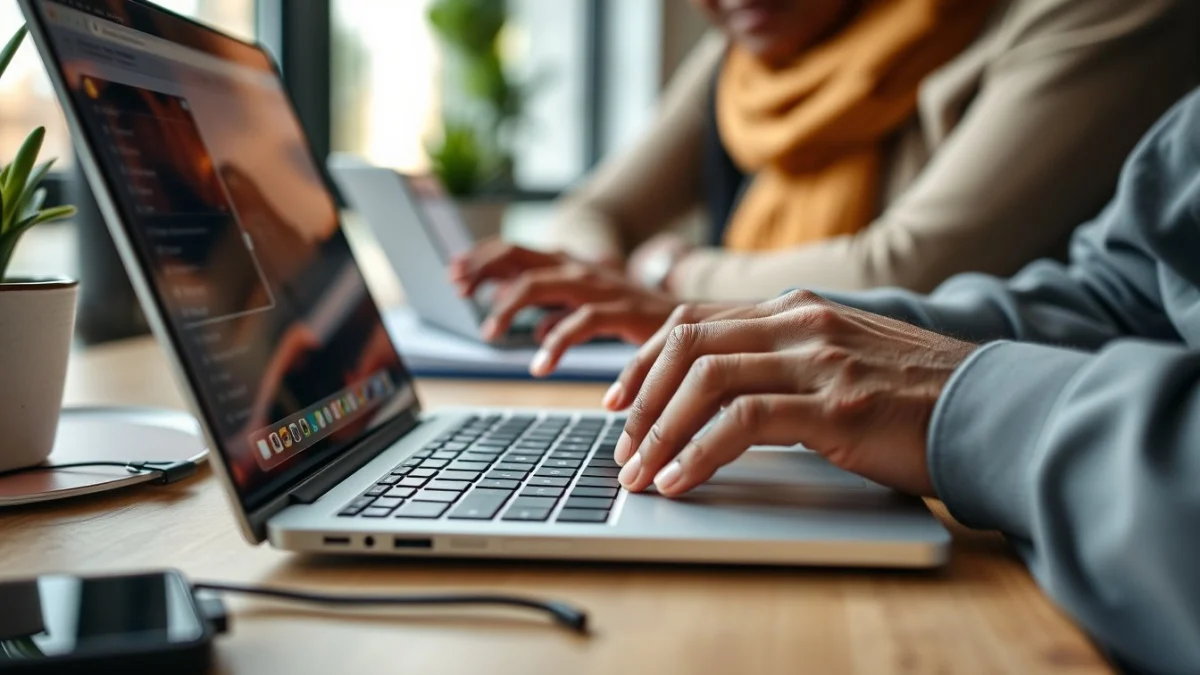 Person learning optimizing product pages for search engines in a modern educational setting