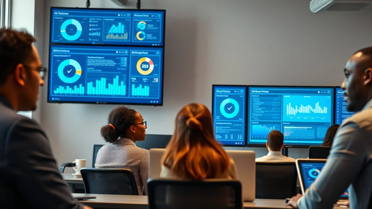 Person learning artificial intelligence skills on a laptop in a modern workspace