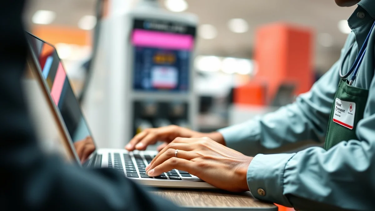 Person learning artificial intelligence skills on a laptop in a modern workspace