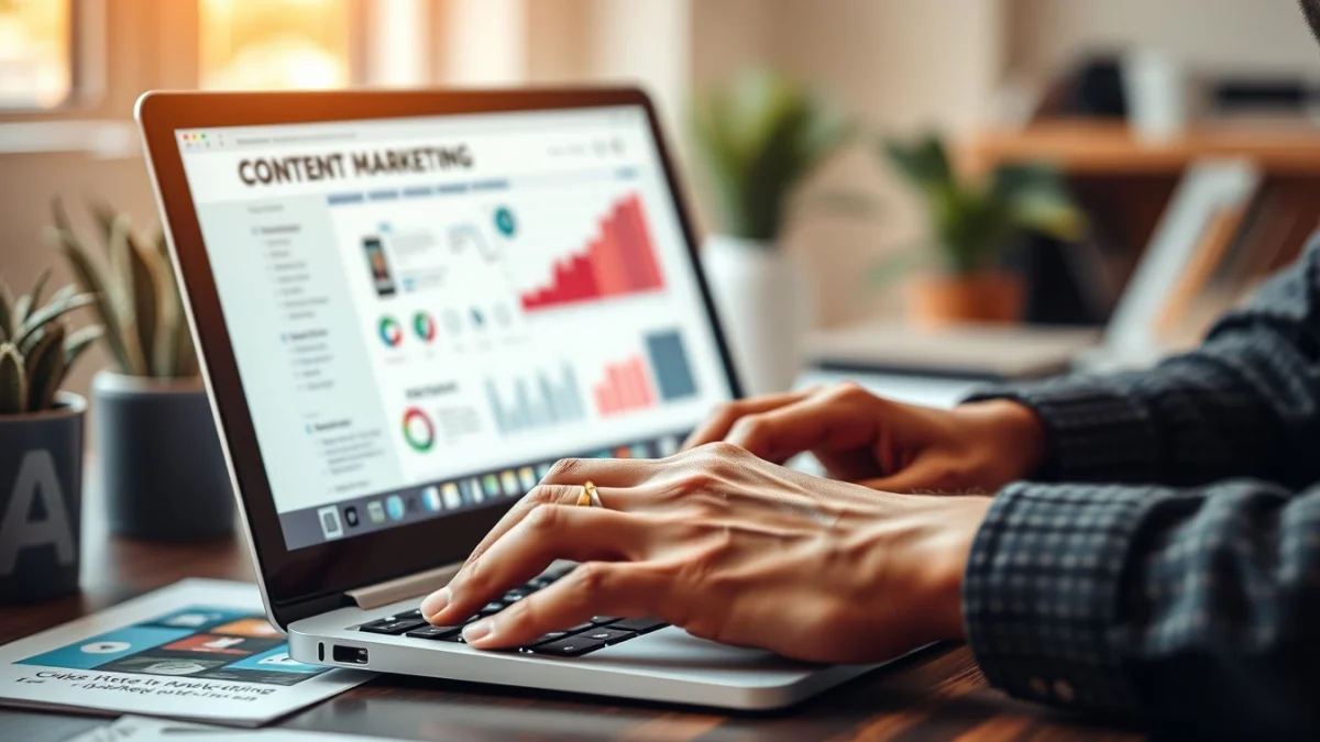 Person learning overview of content marketing channels in a modern educational setting