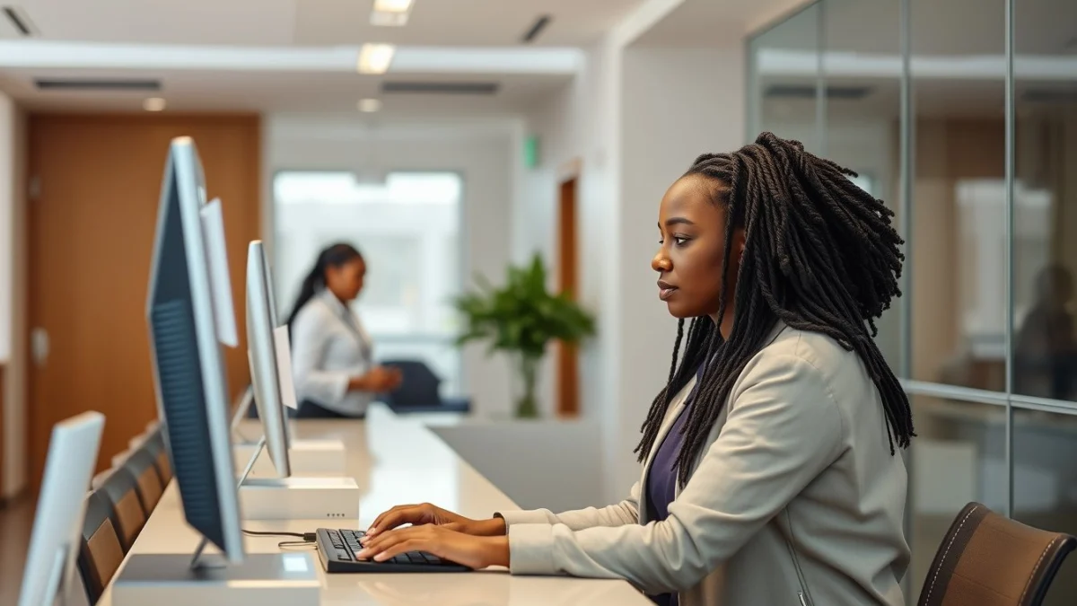 Person learning artificial intelligence skills on a laptop in a modern workspace