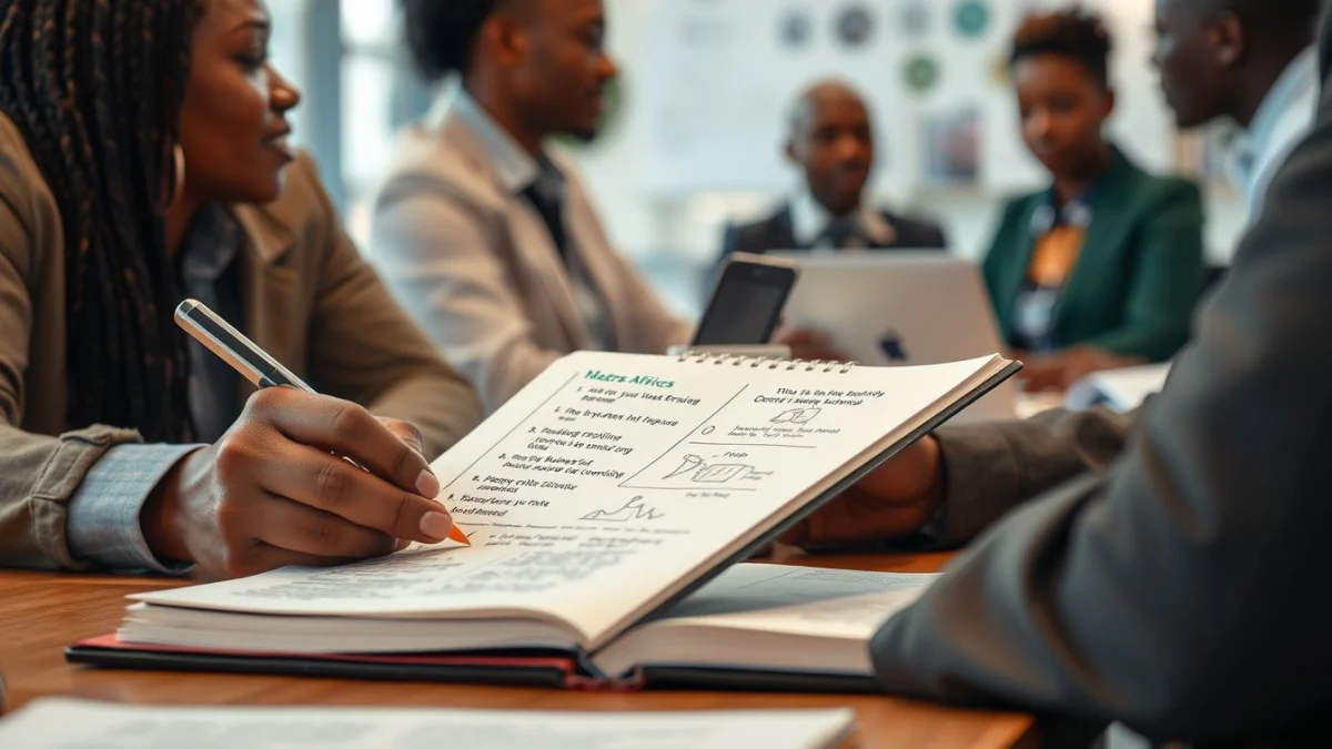 Person learning business skills in a clean modern workspace