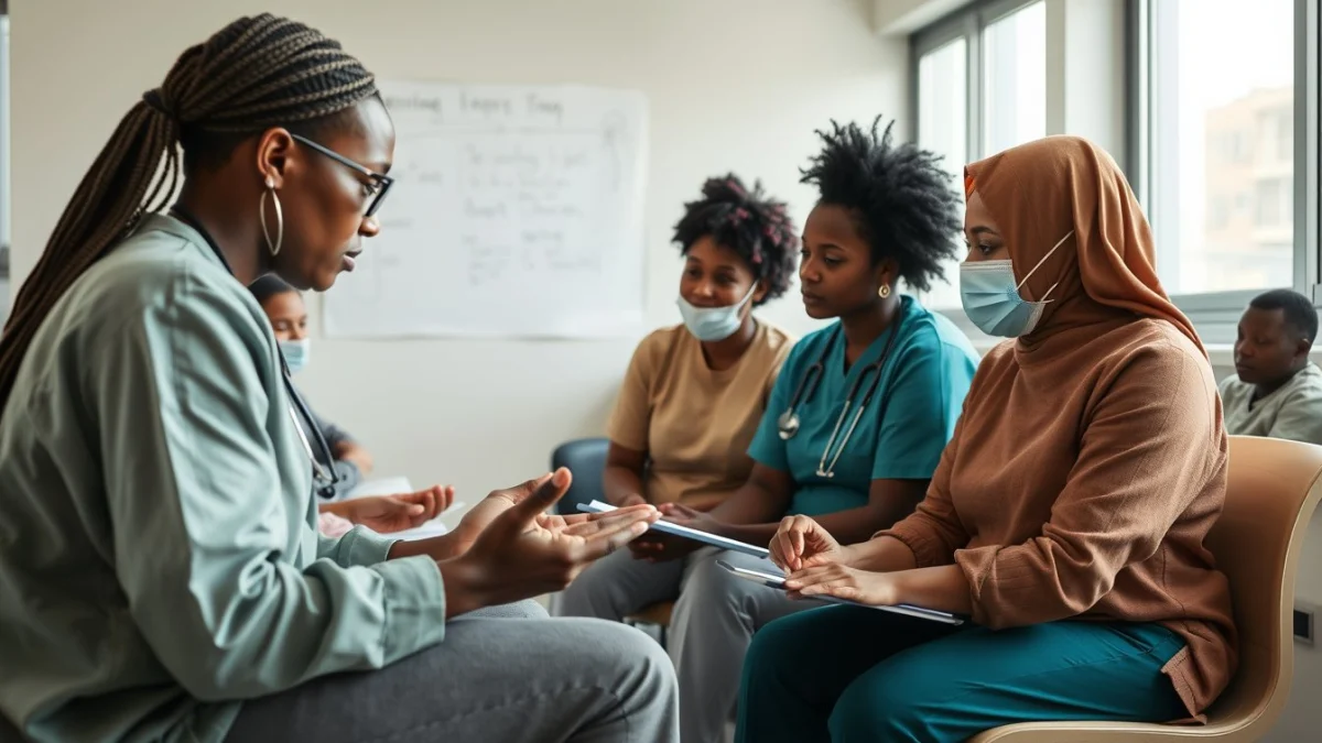 Learner studying caregiving skills in a professional training environment