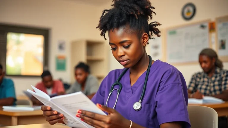 Learner studying caregiving skills in a professional training environment
