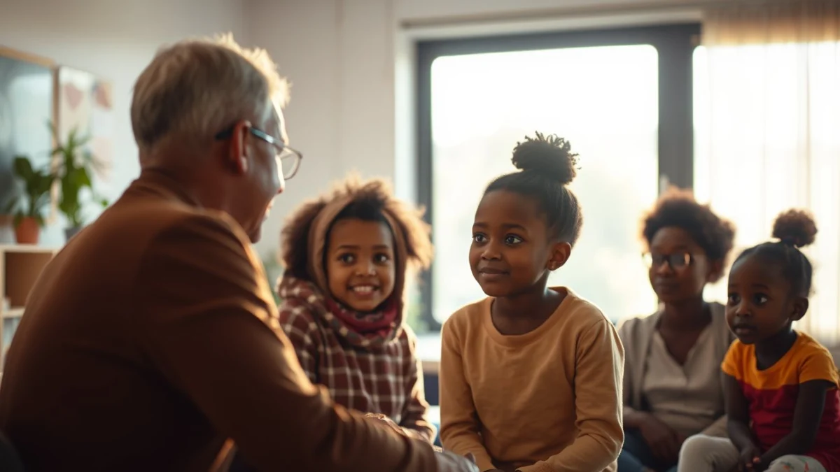 Person learning physical cognitive and emotional child development explained in a modern educational setting