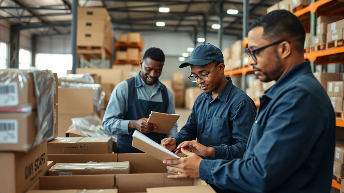 Person learning picking and packing stock for dispatch in a modern educational setting