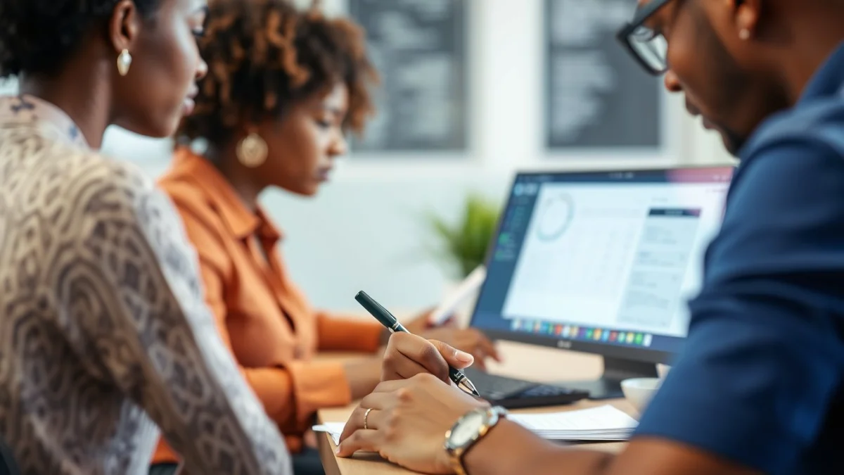Person learning artificial intelligence skills on a laptop in a modern workspace