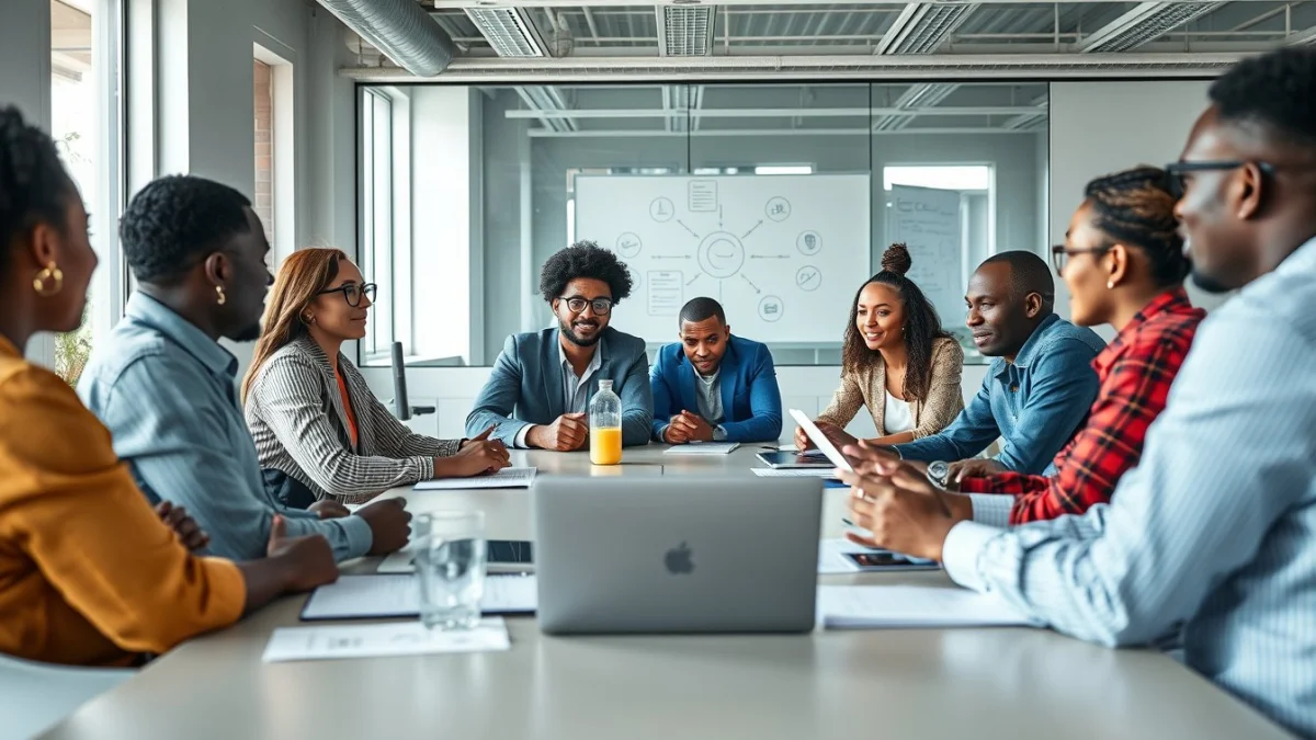 Person learning business skills in a clean modern workspace