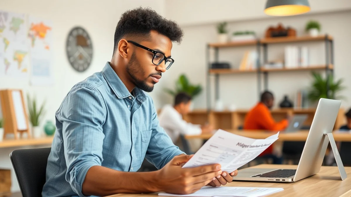 Person learning business skills in a clean modern workspace