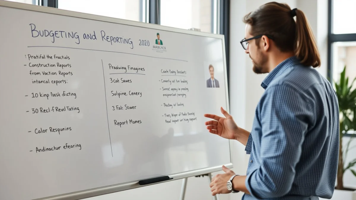 Person learning practical steps for preparing financial reports tailored to constructi in a modern educational setting