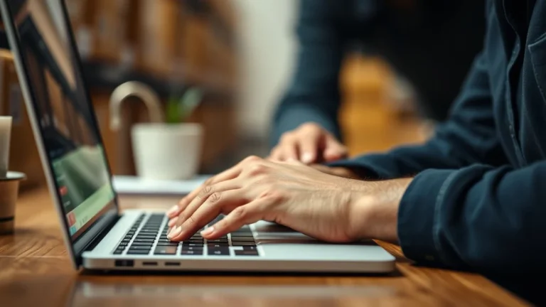 Person learning artificial intelligence skills on a laptop in a modern workspace