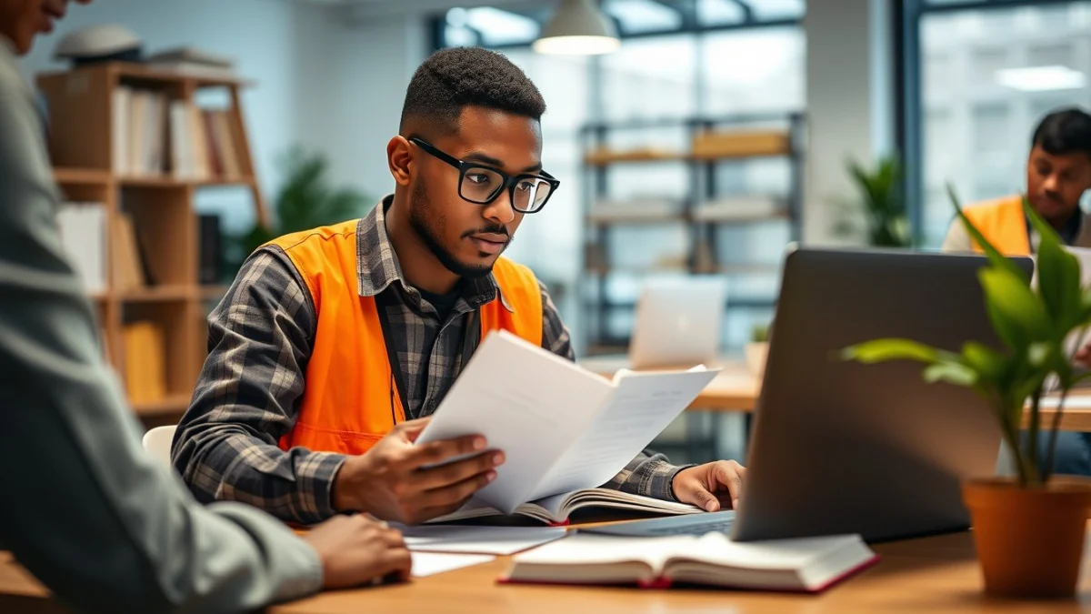 Person learning preparing a successful tender submission in a modern educational setting