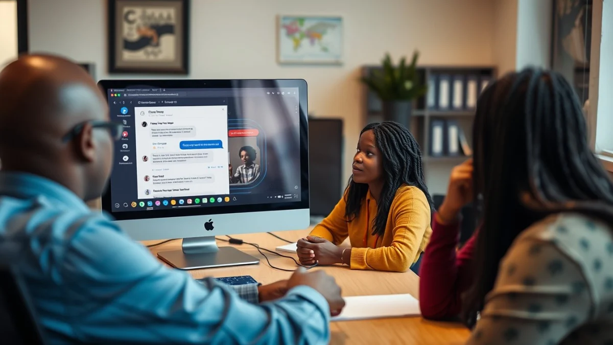 Person learning artificial intelligence skills on a laptop in a modern workspace