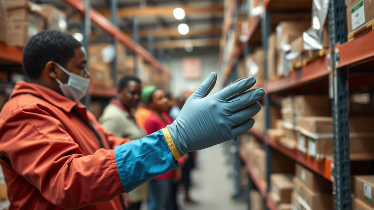 Person learning preparing for workplace stock clerk certification in a modern educational setting