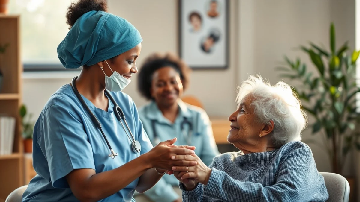 Learner studying caregiving skills in a professional training environment